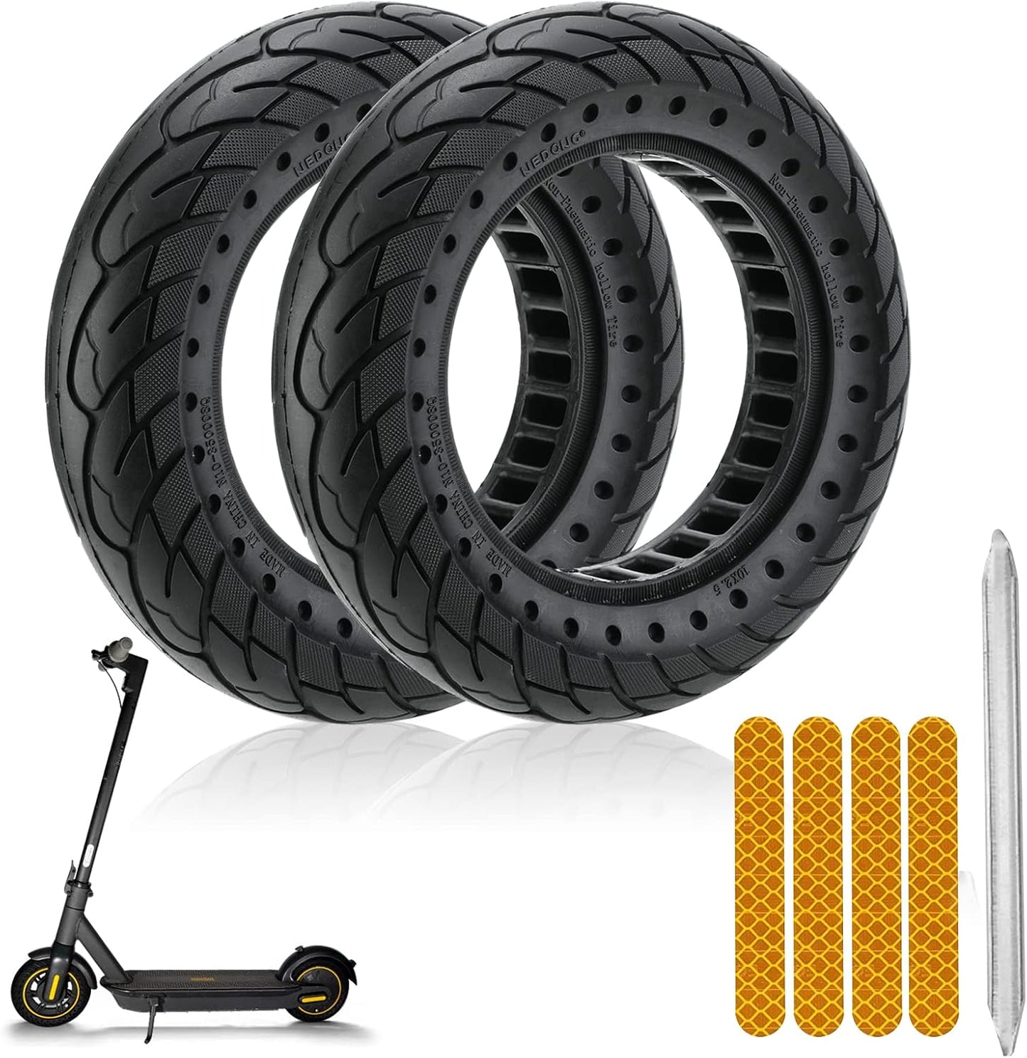 Solid Rubber Tire 10x2.5 Inch for Ninebot Segway MAX G30 G30P G30LP Electric Scooter, 1 unit