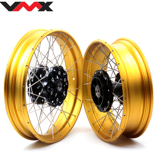 VMX 3.0*19 & 4.25*17 Tubeless Wheels Rims Fit for BMW F700GS 2012 - 2018 Gold Rims Black Hubs