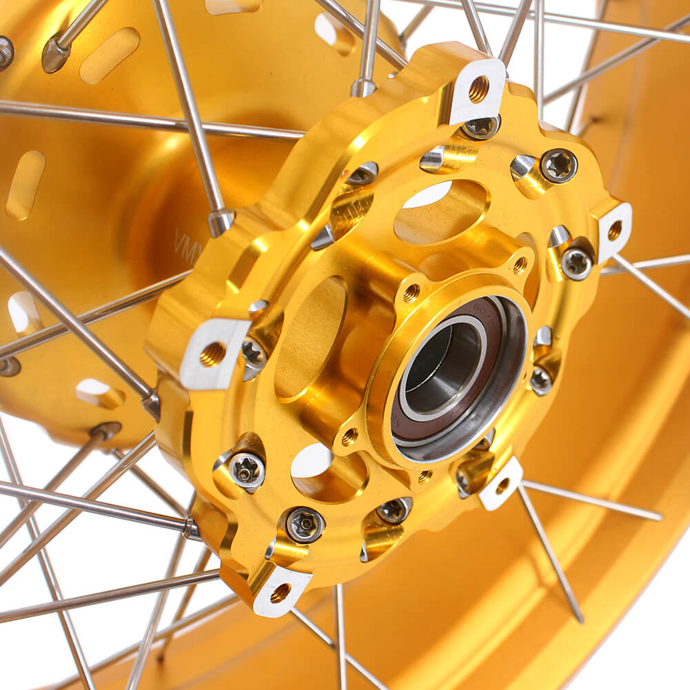 VMX 19 17 Inch CUSH Drive For BMW F750GS 2019-2024 Tubeless Alloy Spoke Wheels Gold Hub