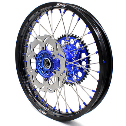 KKE 21"&18" Enduro Dirtbike Casting Wheels For YAMAHA YZ125 YZ250 1999-2016 YZ250F YZ450F 2003-2015 Blue Nipples With Disc