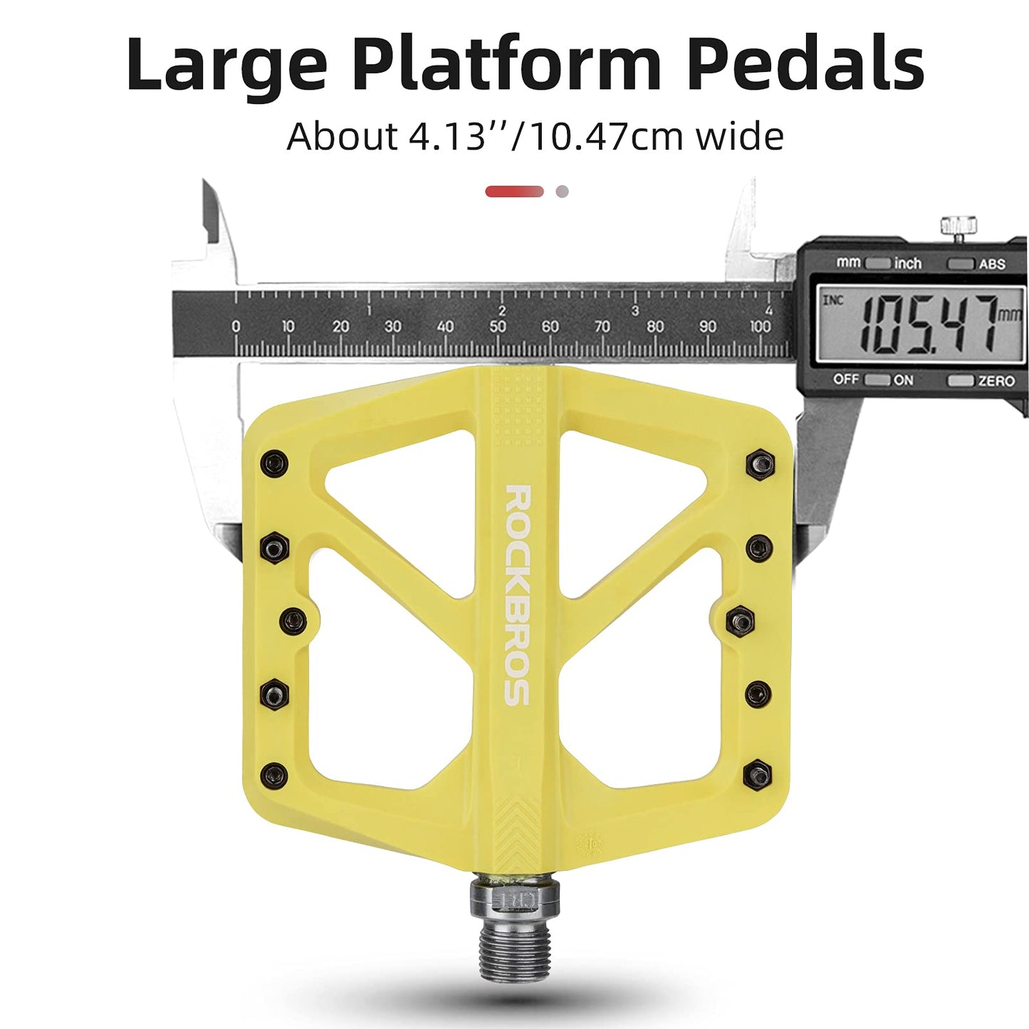 ROCKBROS Mountain Bike Pedals Lightweight Nylon DU Bearing 9/16" MTB Flat Bike Pedals