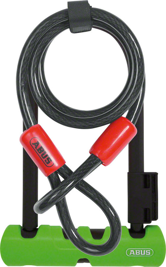 Abus Ultra 410 U-Lock - 3.9 x 7", Keyed, Black/Green, Includes Cobra cable and bracket