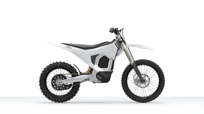 Bonnell 805 RX electric dirt bike in Helium White side profile