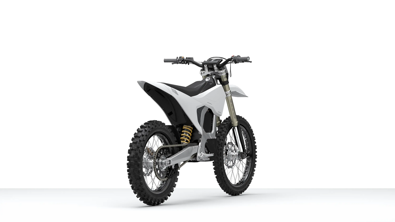 Bonnell 805 RX e-moto front angle in Helium White