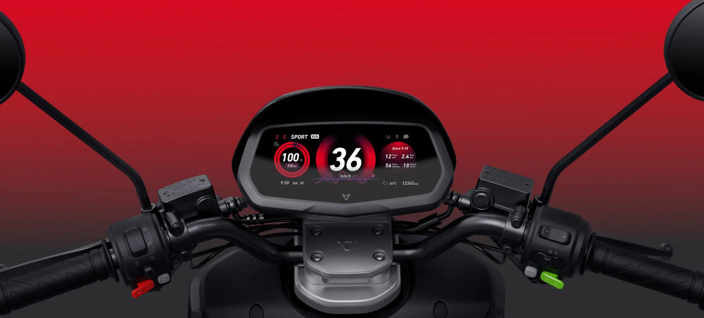 Dealer Demo, Black/Red, NIU NQi GTS — Premium Electric Moped for Urban & Suburban Riding
