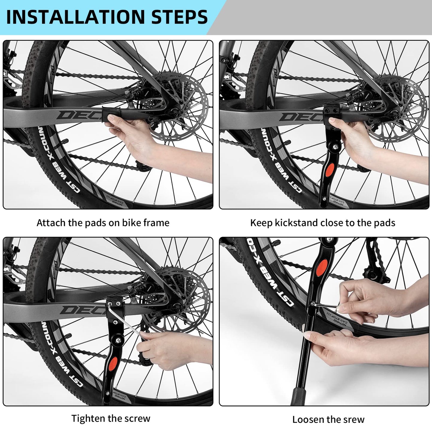 Adjustable Alloy Rear Mount Kickstand for 22"-28" Bikes