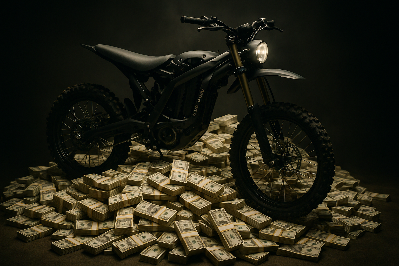 surron on pile of cash