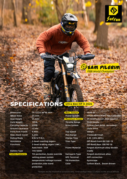 2026 Surron Ultra Bee X HP trail action and specifications