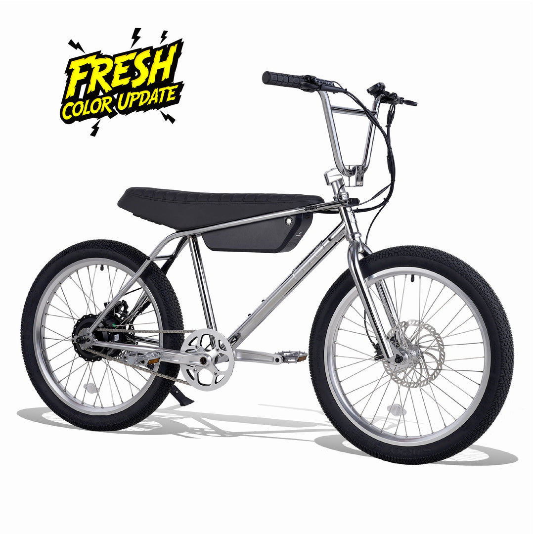 ZOOZ Ultra Urban Gen 5 Chrome electric bike front three-quarter view