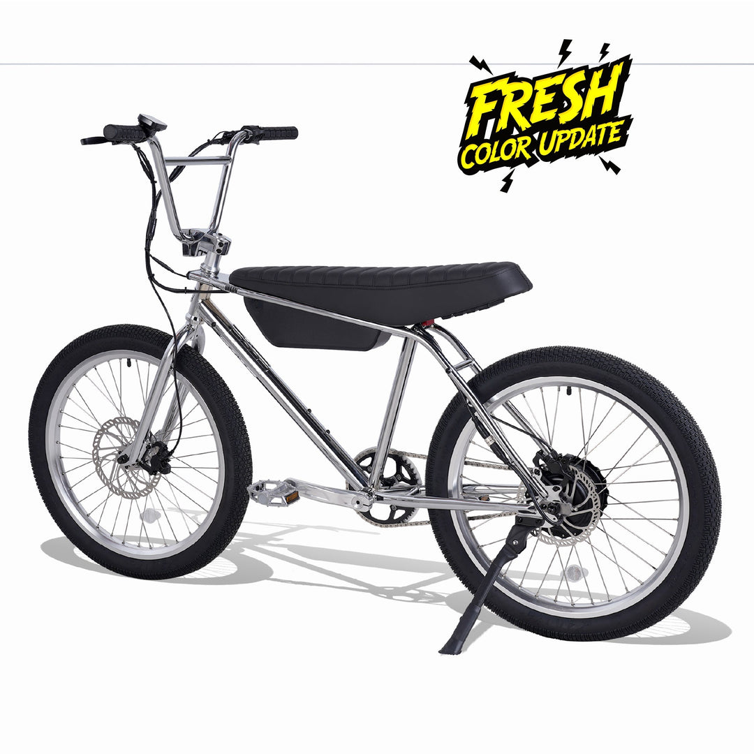 ZOOZ Ultra Urban Gen 5 Chrome electric bike rear three-quarter view